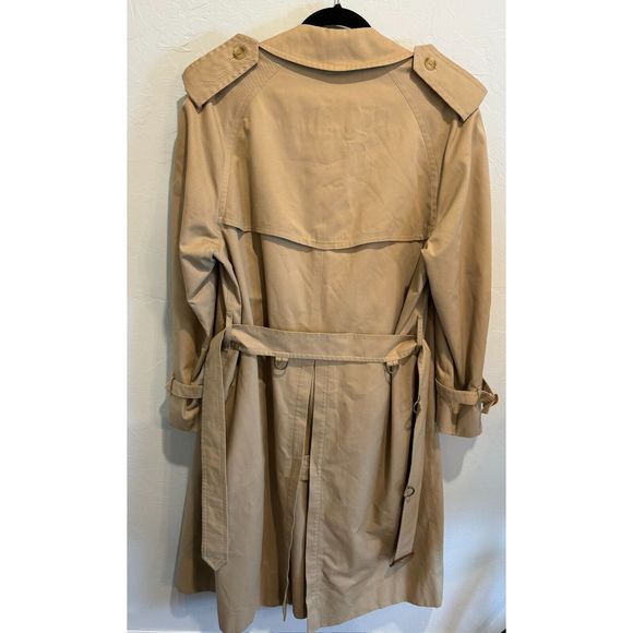 Vintage Burberry’s Nova Check Trench Coat Mens 40R Beige Belted D-Rings USA - Picture 2 of 14